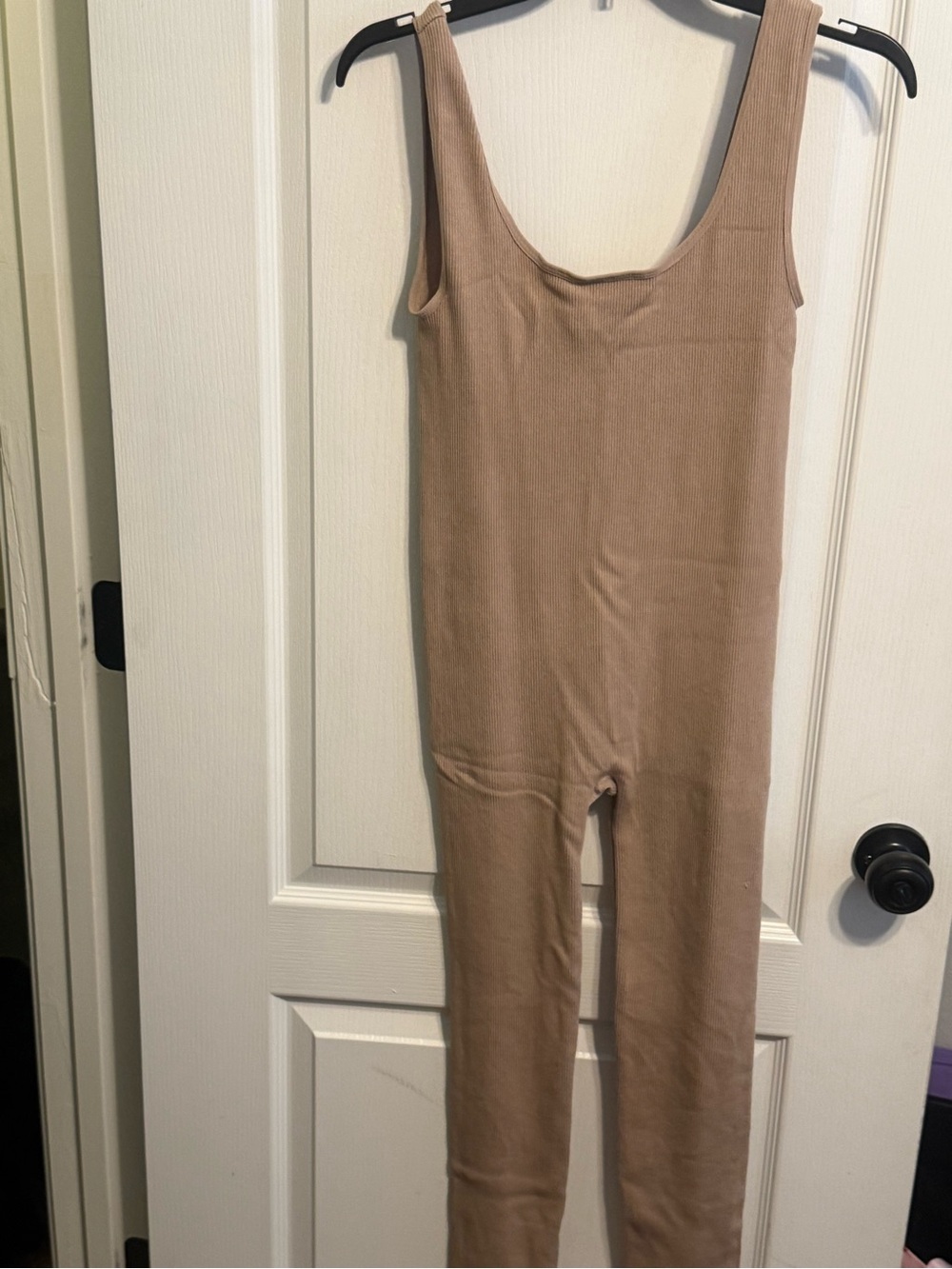 Forever 21 Beige Ribbed Sleeveless Jumpsuit